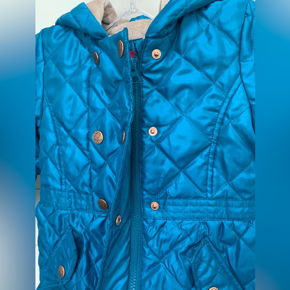 London Fog Quilted Light Weight Hooded Little Girls Coat Size 4T - Picture 4 of 15